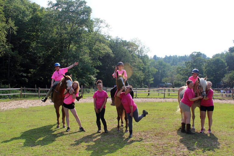 Horse riding by girls